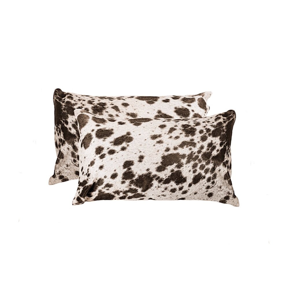 Natural Home Decor Torino Kobe Salt & Pepper Cowhide Pillow | 2-Piece | 12"x20"